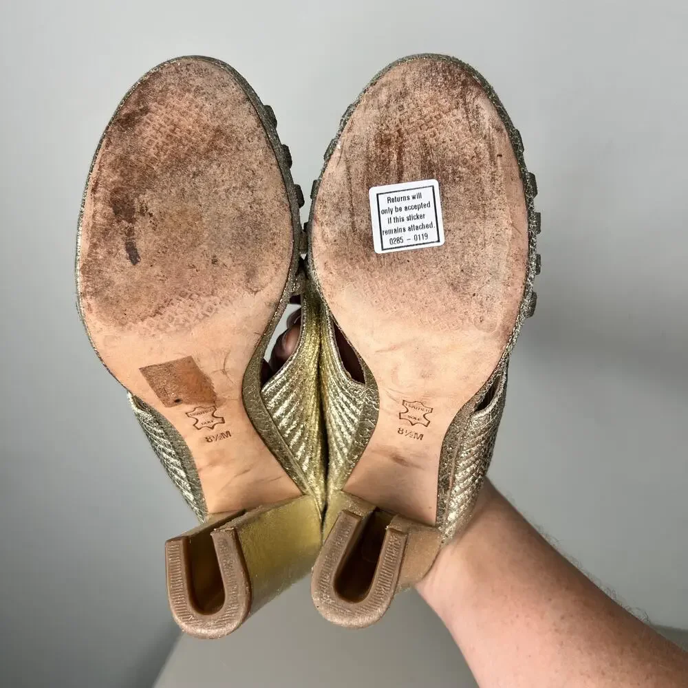 Tory Burch Brida Metallic Mule Sandals Size 8.5